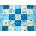 Blue Winter Pals baby quilt close up
